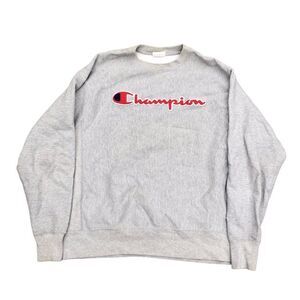 Champion Reverse Weave Crewneck Large Gray Big Logo